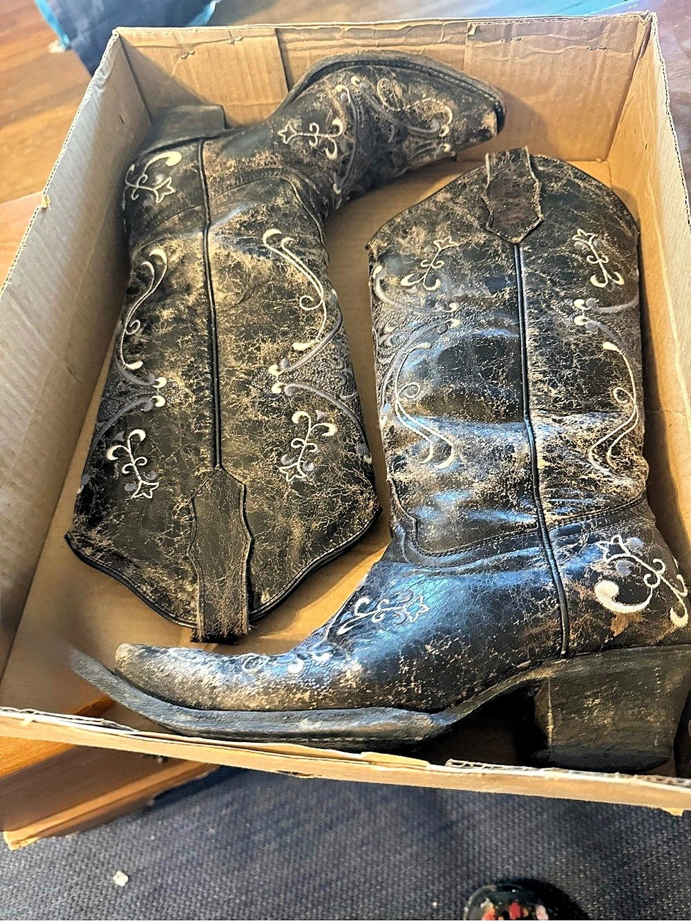Circle G L5046 Embroidered Western Boots Black US 8
